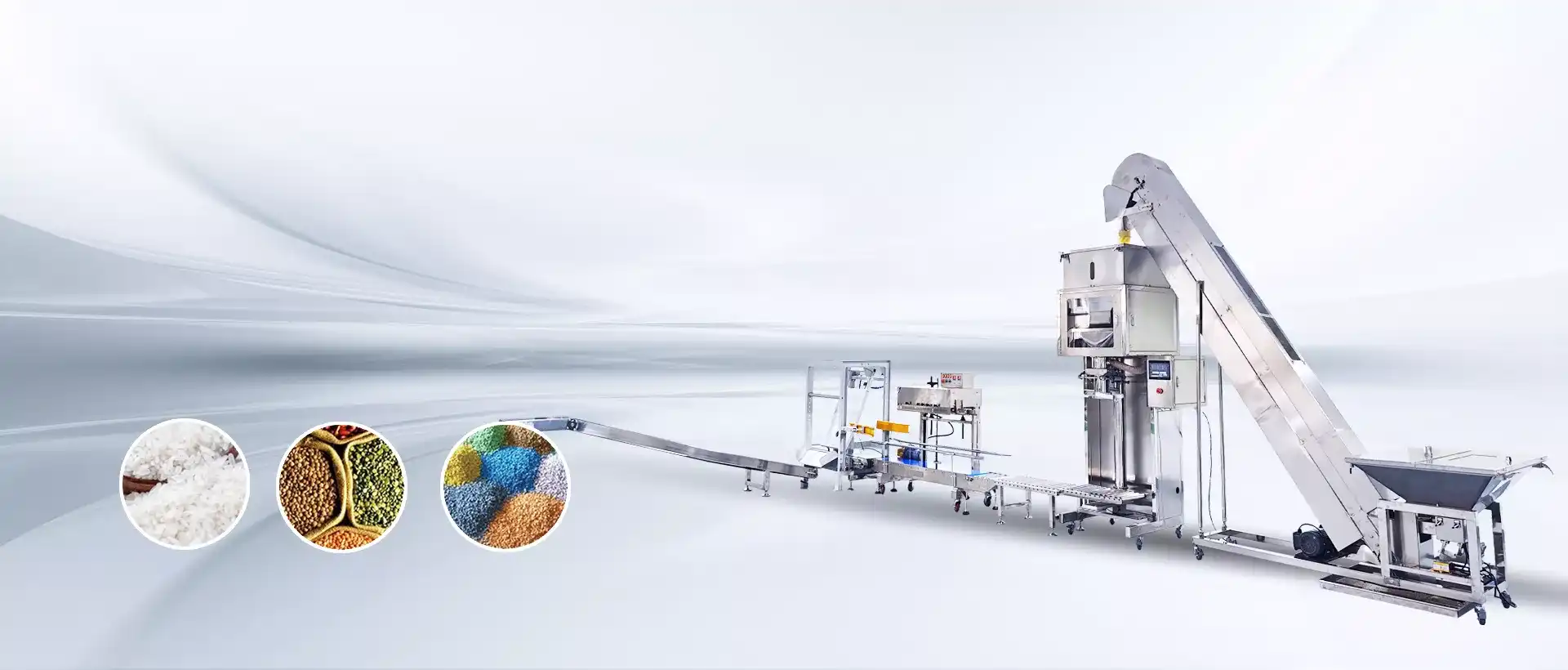 Banner Mooha con fondo de una linea de producción de la marca y menciona que se dedican a maquinas de envasado y equipos de panadería
